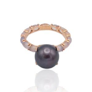 Superoro 18K Rose Gold Pearl & Chalcedony Ring